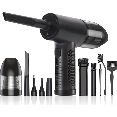 Schwarzer Handstaubsauger, Leistungsstarker, Kabelloser 2-in-1-autostaubsauger Mit 3 Geschwindigkeitsstufen, 5 Düsen, 51.000 U/min, Für Haustiere, Haushalt Und Büro