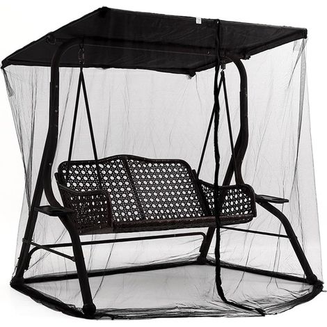 Moskitonetz (205 X 125 X 205 Cm) Mit Reißverschluss Für 3-sitzer-sonnenschirme, Verandaschaukeln, Gartenschaukeln, Balkone, Reisen, Camping Und Drehstühle