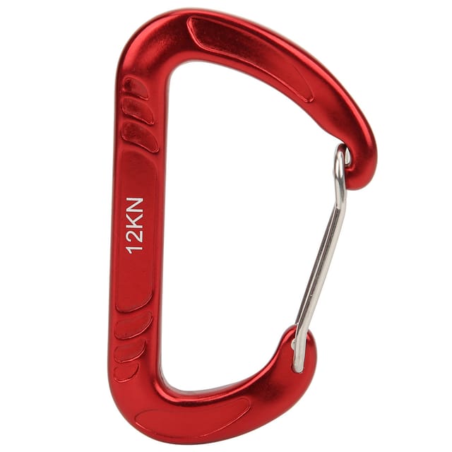 12 kN Schnellverschluss-D-Ring-Karabiner mit federbelastetem Schnapper für Fallschirmspringen und sichere Befestigung (rot)