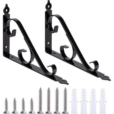 250 Mm X 164 Mm, 1 Paar (schwarze) Wandregalhalterungen Aus Metall, 90°-winkelhalterungen Mit Schrauben Für Garten, Bad Und Küche