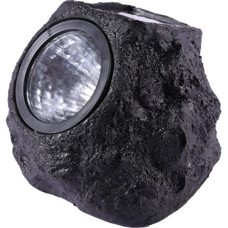 Schwarz, 1 Stück. Solar-led-lampe In Steinform, Solar-led-steinleuchte Aus Kunststoff Für Garten, Terrasse, Gehwege Und Balkone.