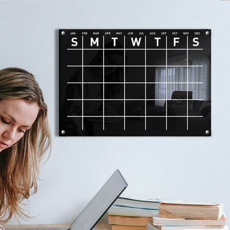 Hängender Notizblock Für Wochenplaner, Schwarz (groß) Mit Stift, Abwischbarer Und Transparenter Acryl-schreibtafel, Notiztipps