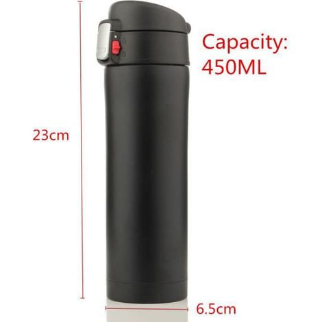 500-ml-thermoskanne Für Tee, Isolierter Edelstahlbecher, Kaffeetasse, Wasserflasche, 12 Stunden, Schwarz, 500 Ml