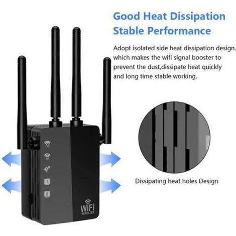 Wlan-repeater Mit Großer Reichweite, Ac1200 Dualband-wlan-verstärker (2,4 Ghz Und 5 Ghz) Mit 4 Externen Antennen, Mini-wlan-extender