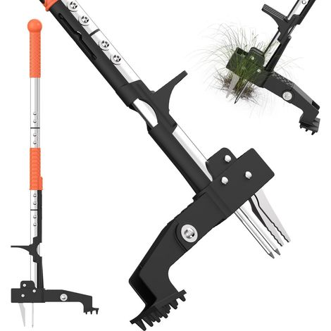 100 Cm Langes Gartenunkrautstecher Mit Langem, Ergonomischem Griff Und 4 Hochfesten Edelstahlzinken, Entfernt Unkraut Mühelos Ohne Bücken, Ziehen Oder Knien