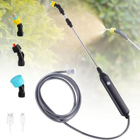 Elektrische Gartenspritze Mit 3 Düsen Und 4 M Schlauch, Usb-aufladbar, Für Pflanzenschutz, Unkrautbekämpfung Und Autowäsche