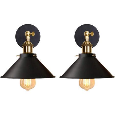 Schwarz (leuchtmittel Nicht Enthalten), 2er-set Wandleuchten Im Industriestil, Deckenleuchten Im Edison-stil Aus Metall, Retro-deckenleuchten Mit 180°-drehung, 220 Mm