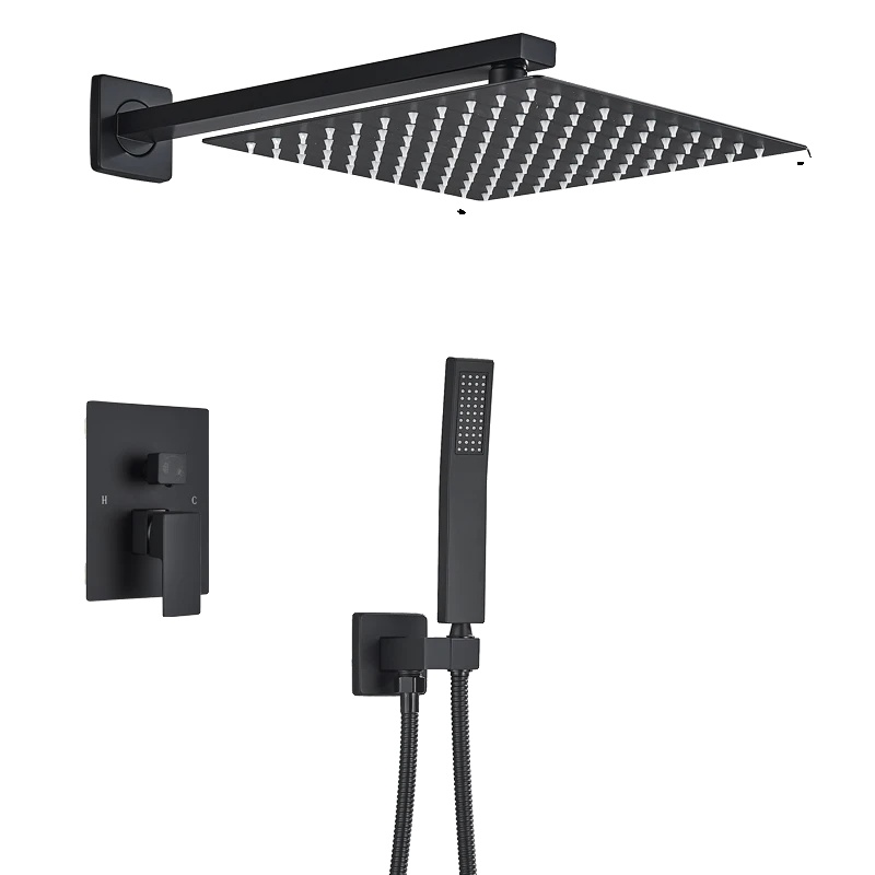 Unterputz-duschsystem, Mattschwarze Oberfläche, Edelstahlkonstruktion