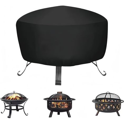 (80 X 80 X 65 Cm) Schutzhülle Für Runde Feuerstellen, Wasserdicht, Schwarz, 210d Oxford-gewebe, Feuerabdeckung, Garten, Terrasse