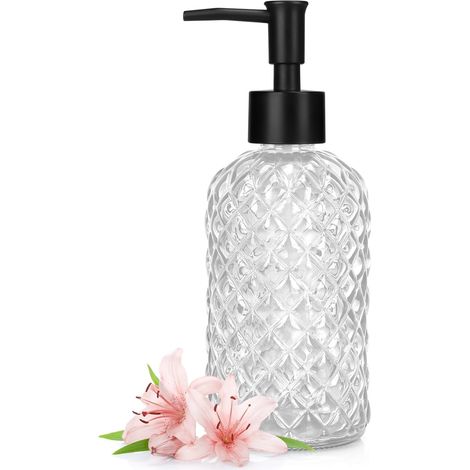 Seifenspender Aus Glas Mit Schwarzer Kunststoffpumpe, Geeignet Für Flüssige Handseife, Rostfreie Pumpe Für Küche Und Bad, Ideal Für Lotionen Und Öle.