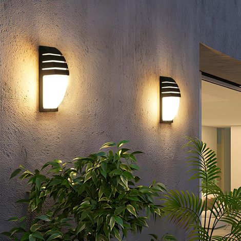 2er-pack, 12 Cm X 34 Cm Led-außenwandleuchte, 12 W, 120 Lm, Ip54 Wasserdicht, 3000 K Warmweißes Licht, Schwarze Wandleuchte Für Hof, Garten, Schlafzimmer, Wohnzimmer