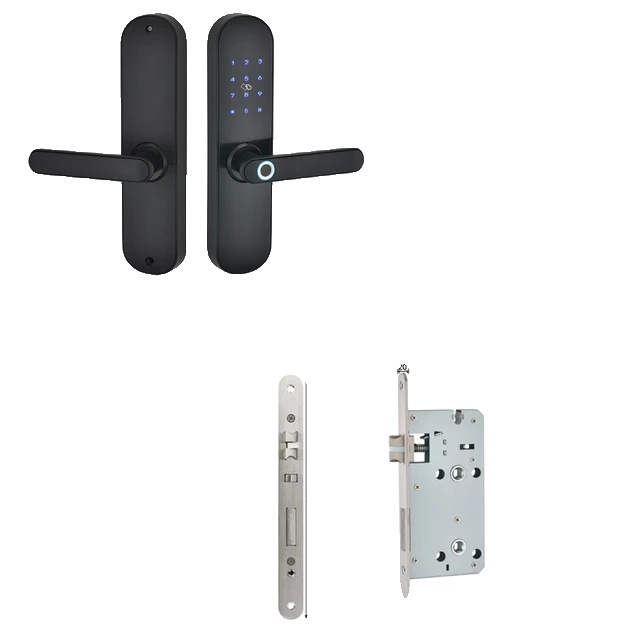 Elektronisches Schloss, Zugang Per Bluetooth Und Fingerabdruck, Kompatibel Mit Fernbedienung, Farbe: Schwarz, Modell 5572.