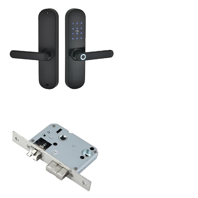 Elektronisches Schloss, Zugang Per Bluetooth Und Fingerabdruck, Kompatibel Mit Fernbedienung, Farbe Schwarz 5050, Öffnung Links.