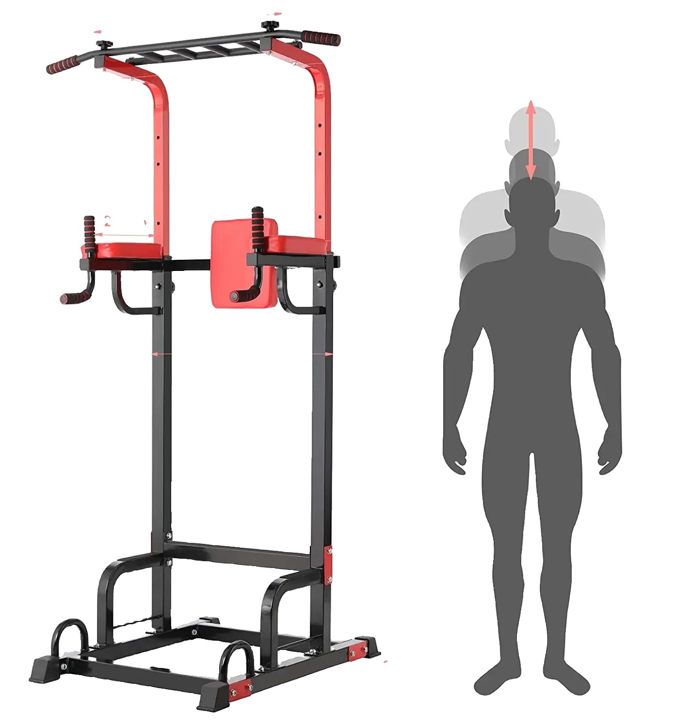 Power Tower, Maximale Belastung 200 Kg, Höhenverstellbar Von 155 Cm Bis 200 Cm, 8-fach Verstellbar, Konstruktion Aus Titanstahl, Rutschfester Standfuß