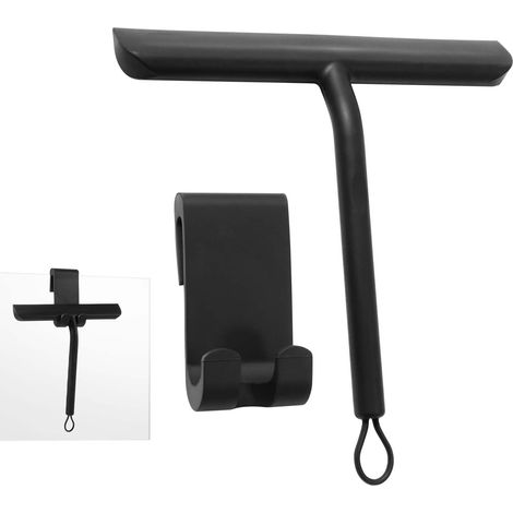 21 Cm Duschabzieher, Duschfensterabzieher, Duschabzieher Mit Silikonhalterung, Silikonabzieher Für Badezimmer, Glas, Fliesen, Streifenfreie Reinigung Von Autoscheiben, Schwarz