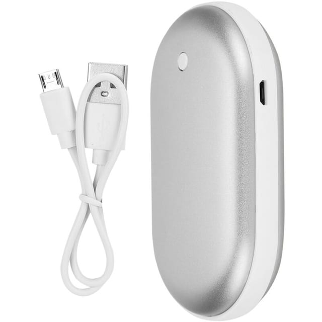 Tragbares Mini-Ladegerät mit hoher Kapazität und multifunktionalem Betrieb, explosionsgeschützter USB-Handwärmer, Schnellladefunktion (silber)