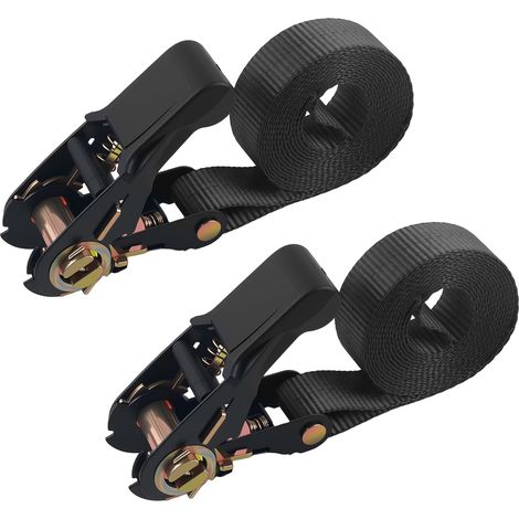 Set Aus 2 Einziehbaren Ratschengurten, 2 M X 2,5 Cm (ohne Haken), Robuste Ratschengurte Mit Einer Tragfähigkeit Von 800 Kg