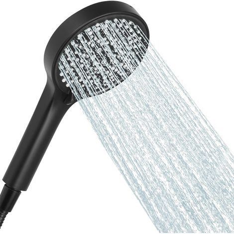 Schwarzer Duschkopf, Wassersparender Duschkopf, 125 Mm Durchmesser, 6 Einstellbare Strahlarten Für Verschiedene Bedürfnisse Wie Waschen, Haustierwaschen Und Abspülen Des Badezimmers