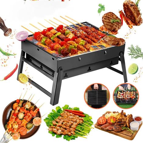 Kleiner, Faltbarer, Tragbarer Holzkohlegrill, 43 Cm X 29 Cm X 22 Cm. Ideal Für Picknicks, Gärten, Terrassen, Camping Und Reisen.