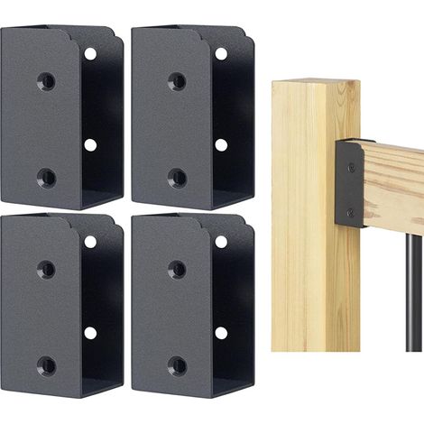 Set Mit 4 Edelstahl-geländerhalterungen Für 5,1 X 10,2 Cm Holzpfosten (tatsächliche Maße 3,8 X 8,9 Cm) (schwarz)