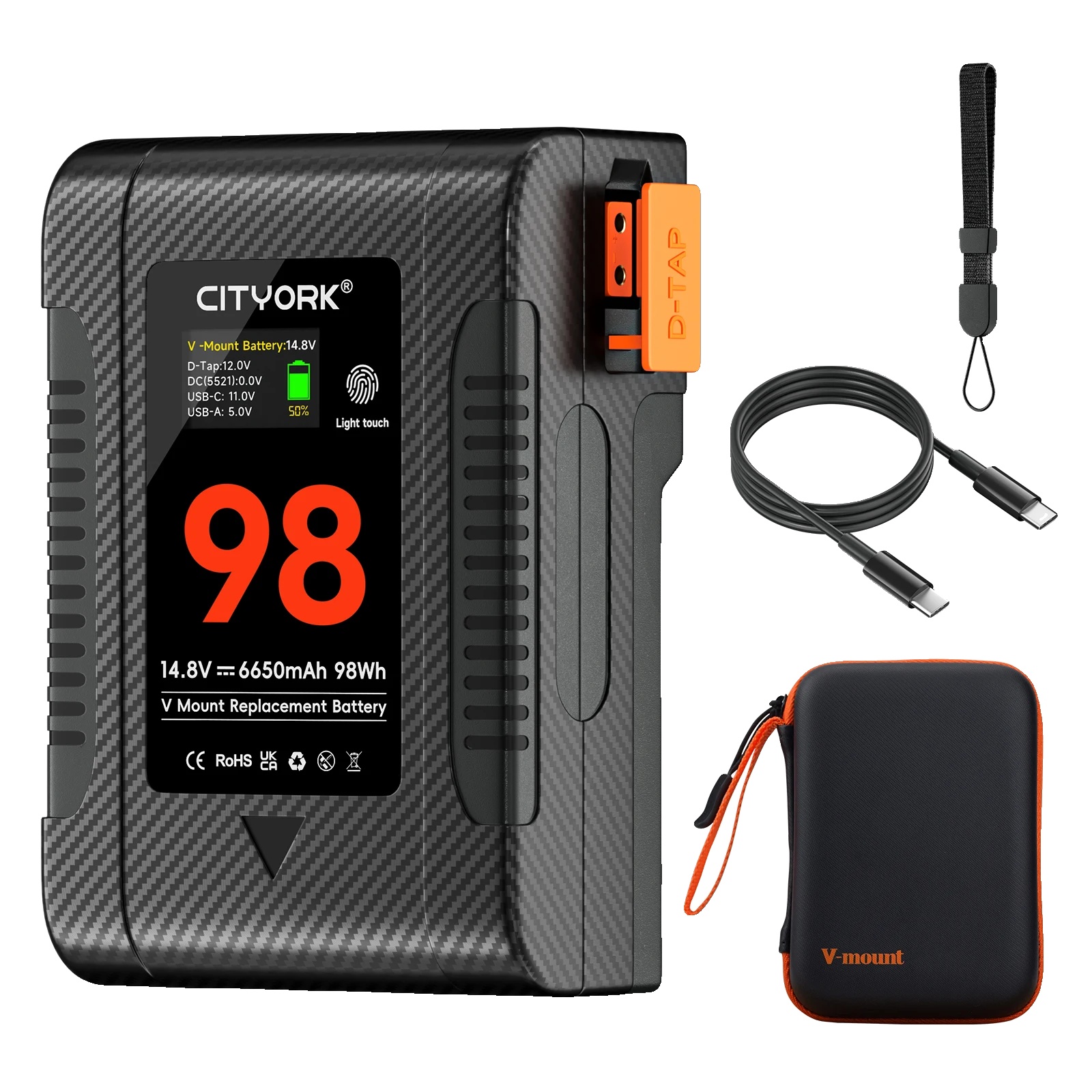 V-lock-akku, 6650 Mah Kapazität, Touchscreen