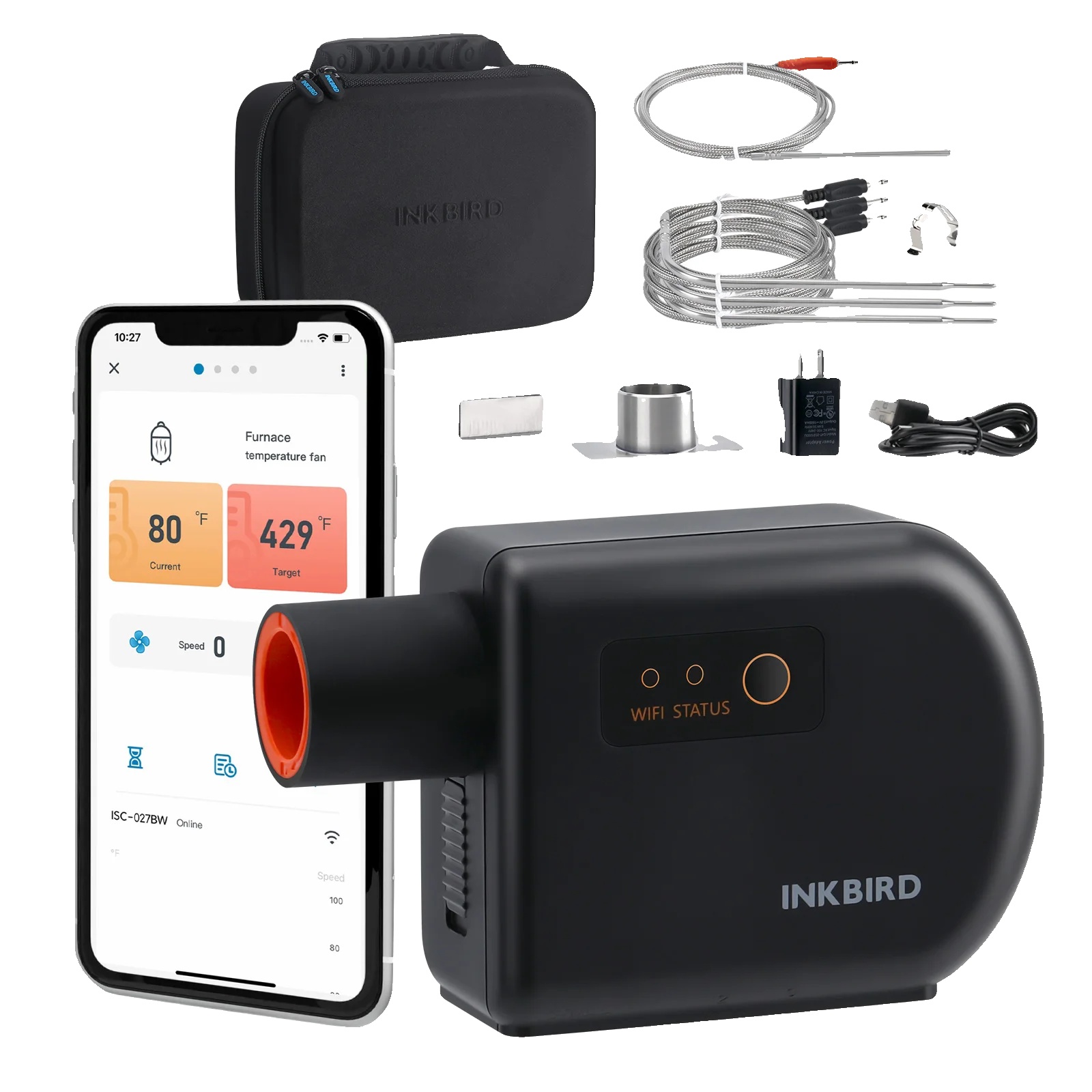 Grilltemperaturregler, Wlan- Und Bluetooth-konnektivität, Automatische Lüftersteuerung, Eu-stecker