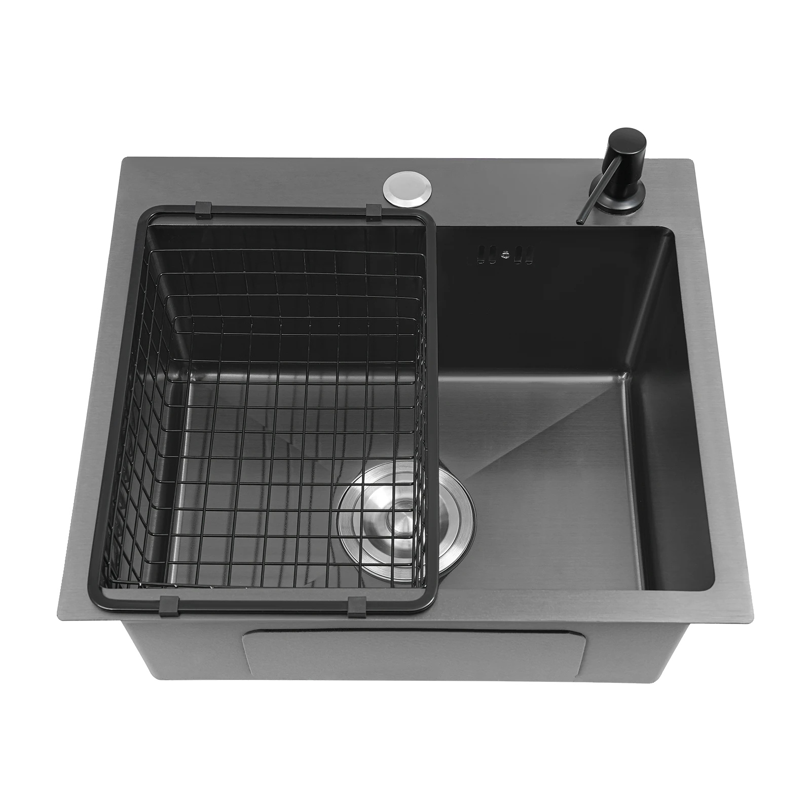 Küchenspüle, Langlebiger Edelstahl, Vielseitige Installationsmöglichkeiten, Schwarz