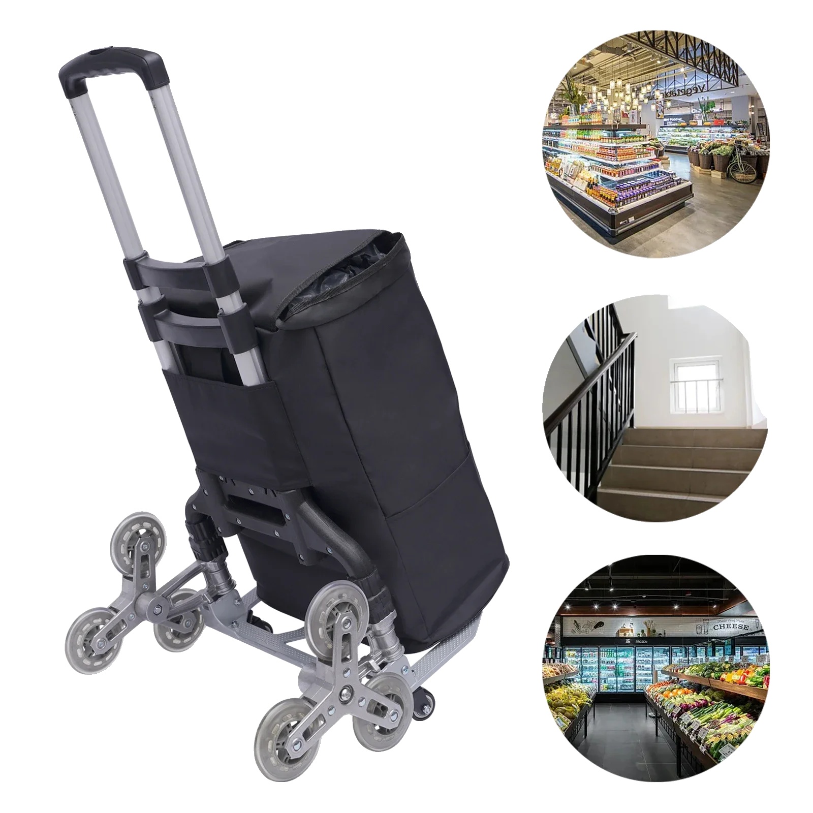 Treppensteiger-trolley, Robust, Kompaktes Falt-design, 10 Räder