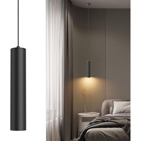 Zylinderförmige Pendelleuchte, 30 Cm, Moderne Pendelleuchte Mit 5-w-cob-lichtquelle, Schwarz, Warmweiß, Led-pendelleuchte Für Wohnzimmer, Schlafzimmer, Küche, Nachttisch