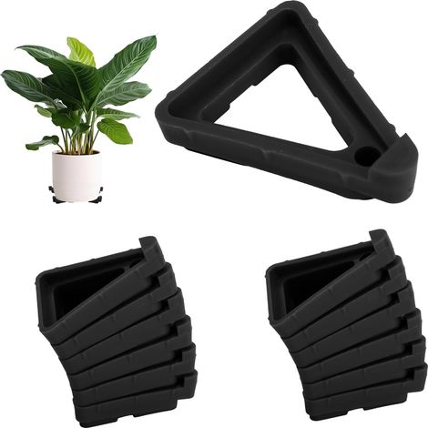12 Stück Blumentopffüße Für Pflanzgefäße Im Freien, Topferhöhungen, Pflanzkübel, Dreieckige Hebestützen Für Bessere Belüftung Und Drainage Von Pflanzgefäßen (schwarz)
