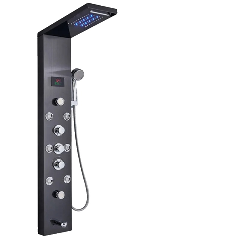 Duschpaneel, Multifunktionsmodi, Modernes Design, Schwarz 8009