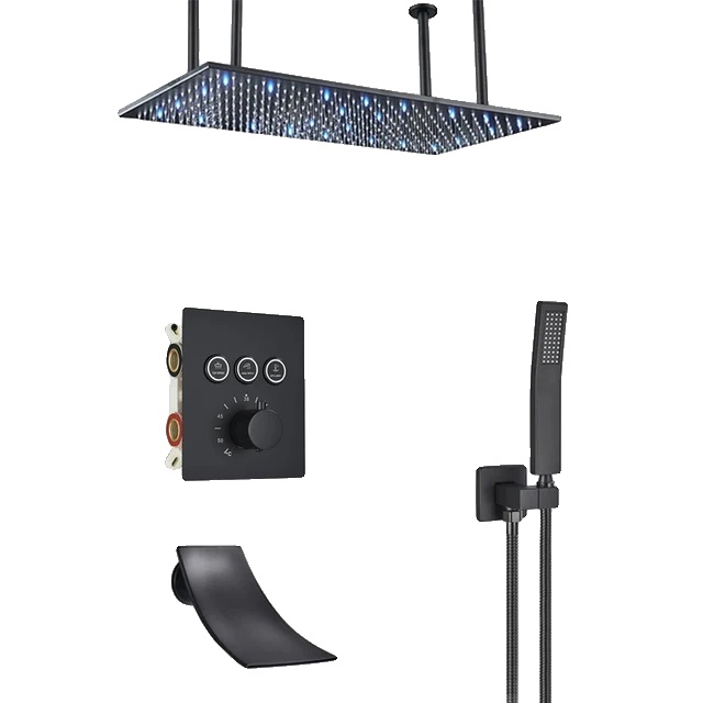 Duschkopf Mit Led-funktion, Regenduschfunktion, 3 Modi, Schwarz C