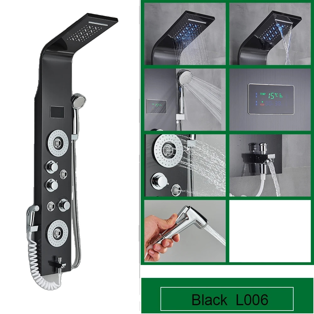 Duscharmatur Mit Led-lichtfunktion, Dreigriff, Schwarz 8006