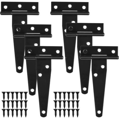 6-teiliges Set Aus 4-zoll-t-scharnieren, Schwarz Lackiert, Robuste Metall-holztürscharniere, Rostbeständige Eisentürscharniere Mit Schrauben Für Scheunentüren