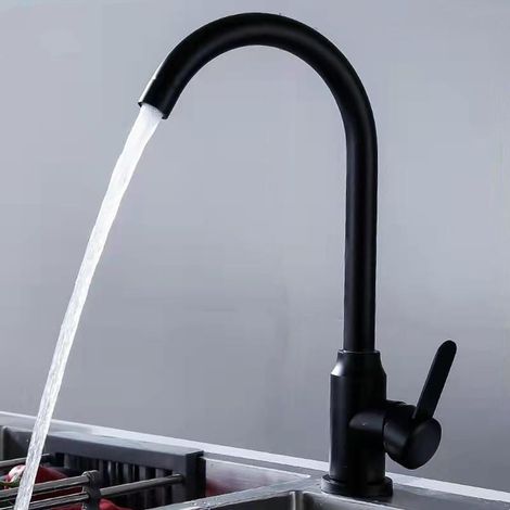 Küchenarmatur Mit Ausziehbrause, Einhebelmischer, Edelstahl, Warm- Und Kaltwasser-mischbatterie, Schwenkbarer Auslauf, Edelstahl-sprühfarbe, Schwarze Küchenarmatur
