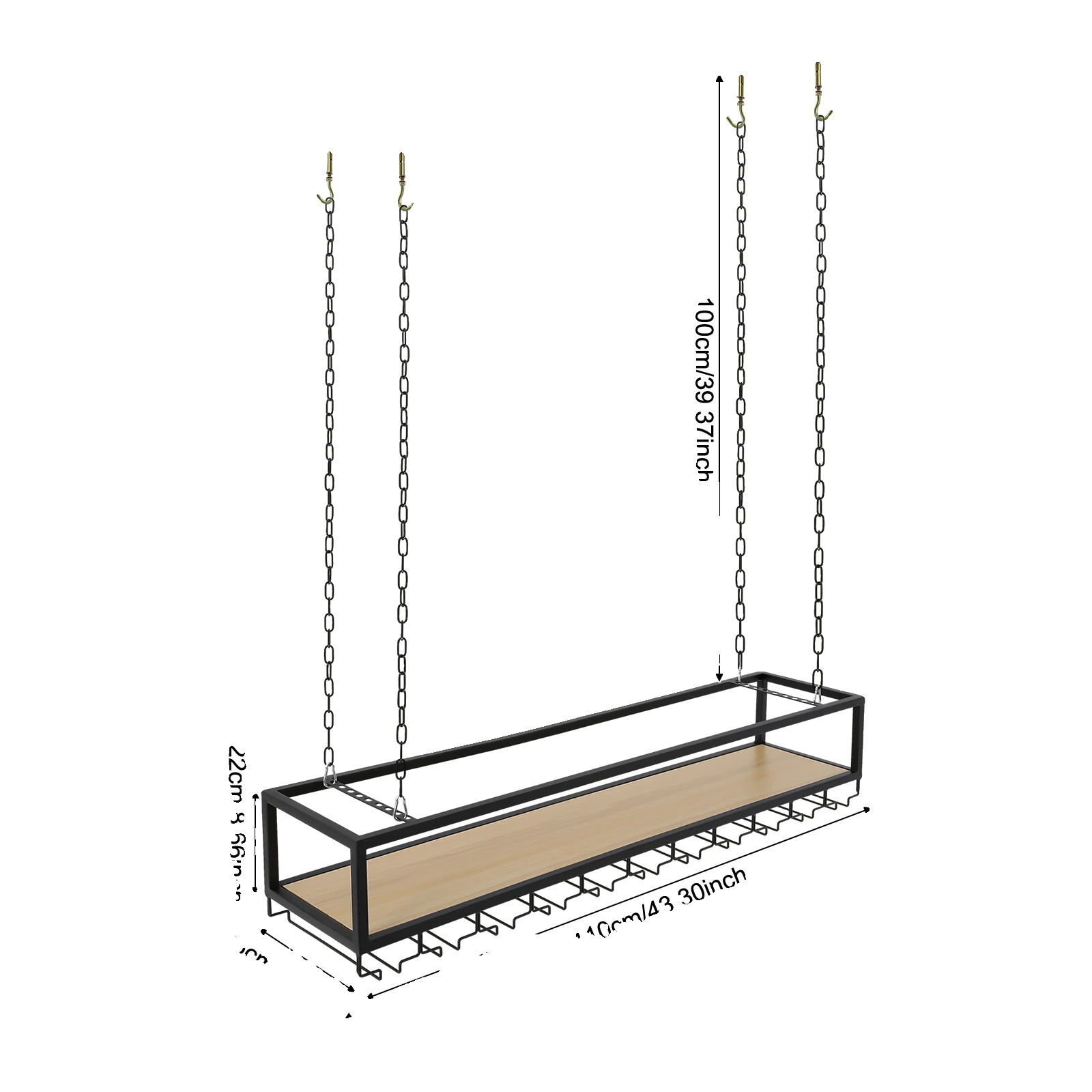 Weinglasregal, Deckenmontage, Robuste Konstruktion, Schwarz
