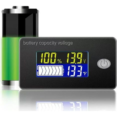 Batteriekapazitäts- Und Spannungsmesser Mit Alarm Und Temperatursensor (0–179 °f), Temperaturüberwachung (0–100 V), Messanzeige Für Lithium- Und Blei-säure-batterien