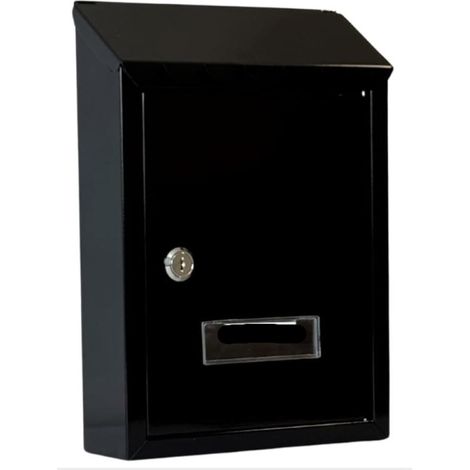 2 Schlüssel (schwarz), Briefkasten 21 X 6 X 30 Cm (h), Lackierter Blechbriefkasten Mit Dach, Rückseitiges Vordach, Außenbriefkasten Mit Zylinderschloss