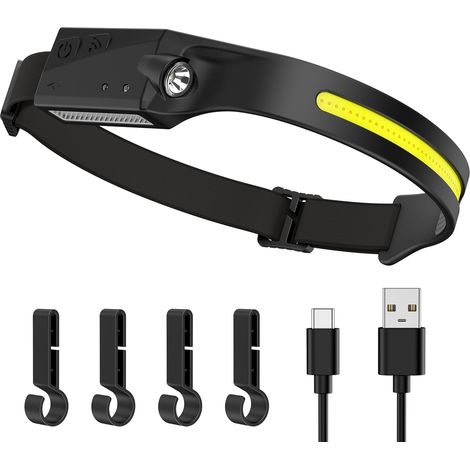 Extrem Leistungsstarke Led-stirnlampe, Wiederaufladbar Mit 4 Leuchtmodi, 350 Lumen, Sensormodus, Usb-c-anschluss Für Laufen, Reparaturen Bei Nacht, Angeln Und Outdoor-aktivitäten