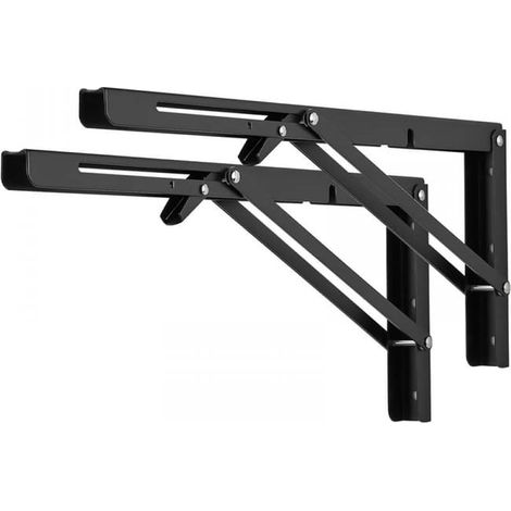 Klappbarer Regalträger, Platzsparender Träger, Wandmontiertes Klapptischscharnier, 20 Cm, 2 Stück, Schwarz