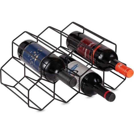 Freistehendes Weinregal Aus Metall, Tischständer Für 9 Weinflaschen, Leichtes Design Für Weinliebhaber, Schwarz, Für 750-ml-flaschen Oder Flaschen Mit Einem Durchmesser Von Weniger Als 8,1 Cm