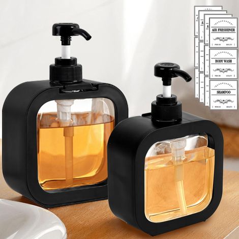 Set Mit 2 Seifenspendern (300 Ml Und 500 Ml), Nachfüllbare Seifenspender Für Küche Und Bad, Seifenspender Mit Auslaufsicheren Etiketten, Spender Für Geschirrspülmittel