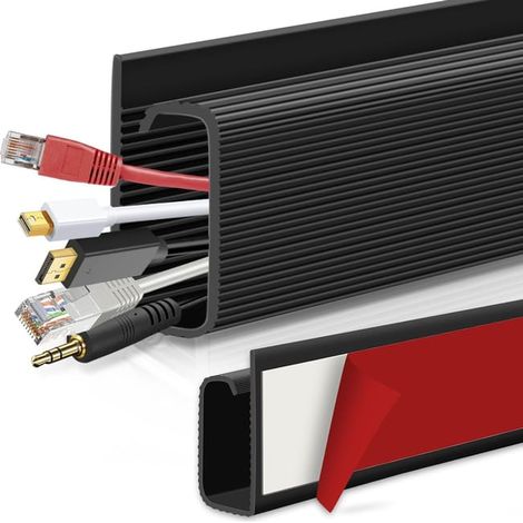 2er-pack 40 Cm Kabelmanagement-kabelrinnen Für Unter Den Schreibtisch, Selbstklebende Kabeltüllen, Für Bürokabel, Pc-kabel, Elektrokabel