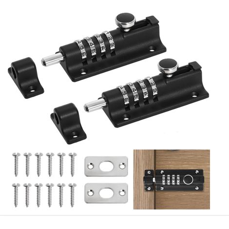 (schwarz) Zweiteiliger Zahlenschlossriegel, 4-stelliges Zahlenschloss, 120-mm-code-türschloss Für Schuppen/garten/garage/tresor