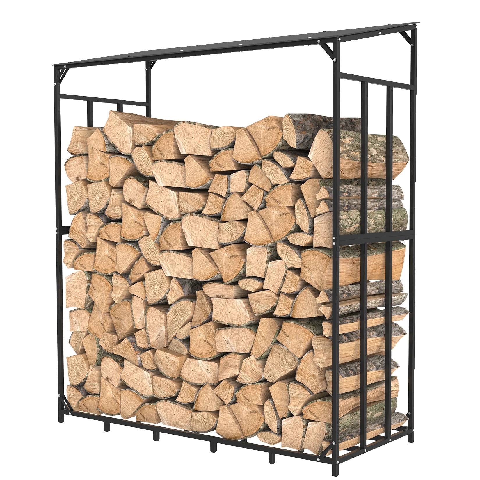 Holzregal Für Den Außenbereich, Hohe Tragkraft 300 Kg, Robuste Metallkonstruktion