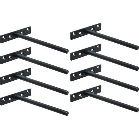 8 Unsichtbare Wandregalhalterungen, 145 Mm Lang, Schwarz, Aus Metall, Für Schwere Wandregale