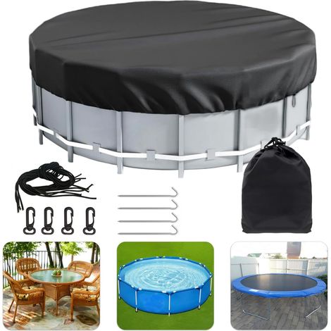 Runde Poolabdeckung Für Freistehende Pools, 310 Cm (10 Fuß) (schwarz), Inklusive Aufbewahrungstasche, Heringen Und Festem Teleskopseil