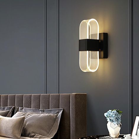 Moderne Wandleuchte Für Den Innenbereich Mit 3 Farbtemperaturen, Led-wandleuchte Aus Acryl Für Wohnzimmer Und Schlafzimmer (schwarz, 12 W)