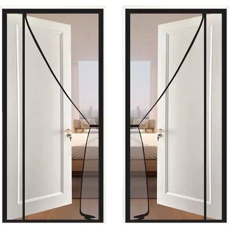 2er-set Magnetische Moskitonetze Für Türen, Fiberglas, 120 X 220 Cm, Seitliche Öffnung, Feinmaschig, Kein Bohren Erforderlich, Magnetisches Moskitonetz Für Wohnzimmer Und Schlafzimmer