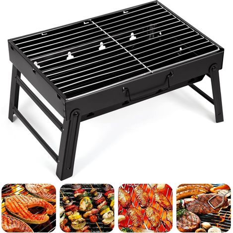 Holzkohlegrill, 520 X 295 X 222 Mm, Tragbarer, Zusammenklappbarer Tischgrill Aus Stahl Für Picknicks, Reisen, Garten Und Camping